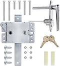 Garage Door Lock Kit, Keyed L-Handle with Inside Slide Lock Latch Mechanism, Complete Replacement Set with 2 Keys, Mounting Hardware Included, Fit to 1"–2 3/8" Thick Doors (Manual Operation)