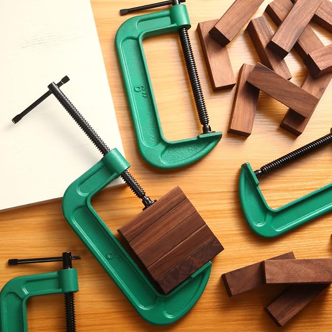4 Pcs C Clamp Set 6 Inch Heavy Duty G-Clamps Automotive and Wood Working Clamps with Jaw Opening Sliding for DIY Carpentry Woodworking Welding and Building(6 Inch, Green)
