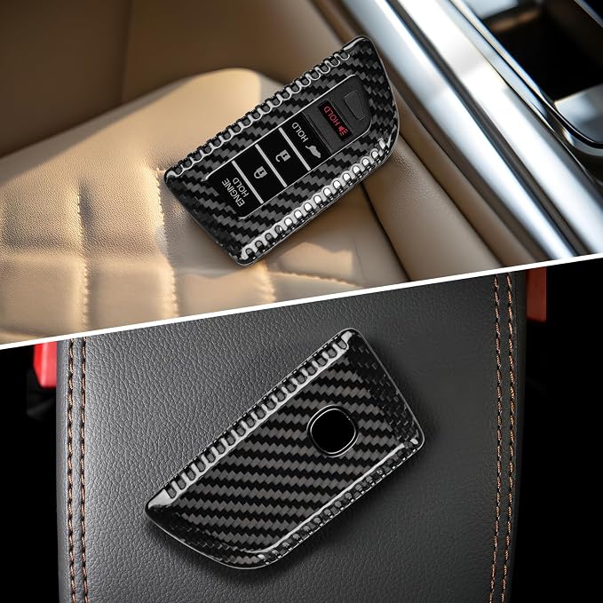 T-carbon Key Fob Cover Fits Acura MDX 2025 5 Buttons Accessories,Real Carbon Fiber Key Fob Case with Keychain Fits Acura 2024 RDX MDX RLX NSX ILX TLX TLX-L CDX Smart Remote Keyless Black