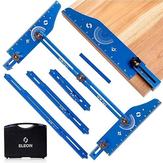 ELEON Stair Tread Template Tool - Aluminum Alloy Jig for Accurately Measuring Angle, Length, & Depth, Stair Gauge - Compatible with Many Types of Layout Projects (Up to 56"), Comes with Sturdy Case