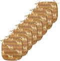 Lunarable Camel Chair Seating Cushion Set of 8, Traditional Pattern with Strokes Desert Animal Repetition in Folk Accessories, Anti-Slip Seat Padding for Kitchen & Patio, 16"x16", Apricot and Cream