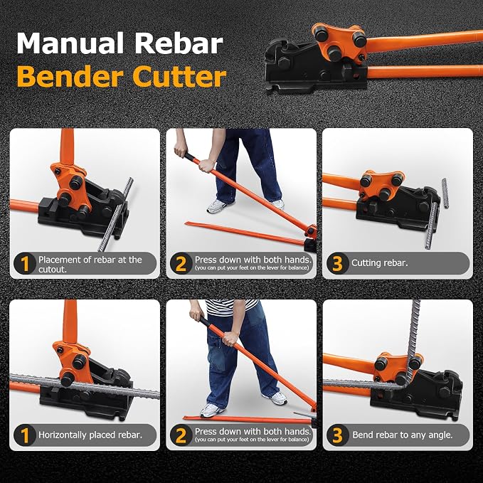 LOSCHEN Manual Rebar Cutter and Bender,for Construction Site and Home-use,Removable Rebar Shears, Rebar Bending Machine, Bending and Cutting Rebar up to 5/8 Inch