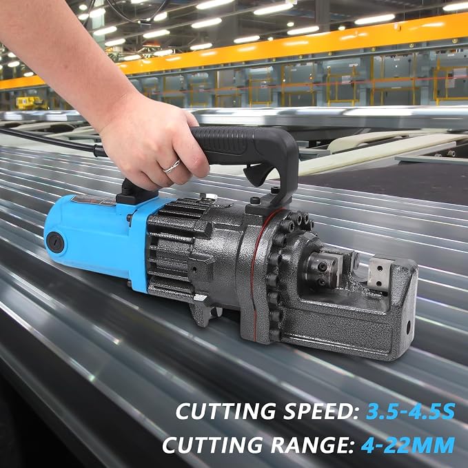 1300W Electric Hydraulic Rebar Cutter 110V Electric Rebar Cutter Portable Cutting up to 7/8 Inch 4-22mm Rebar within 2-3 Seconds, with Easy to Carry Stainless Box for Railway, Bridge, House Building