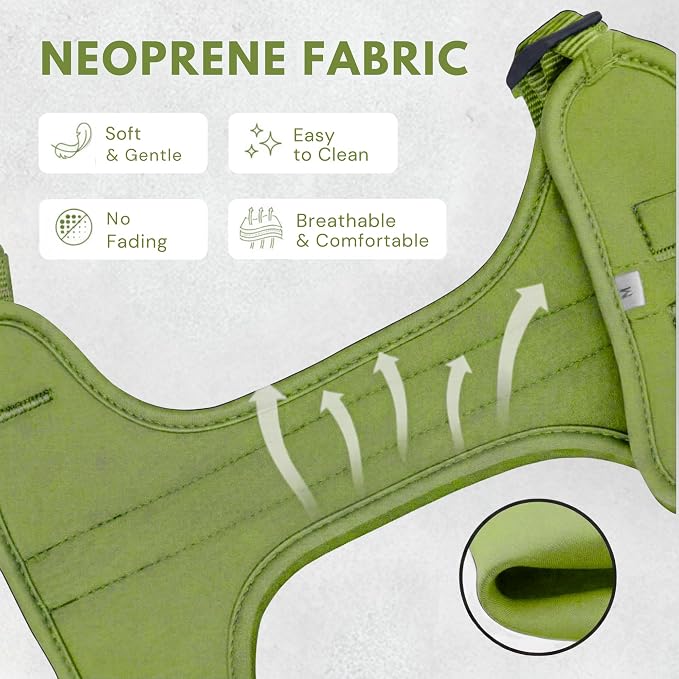 No Pull Dog Harness and Leash Set 3-in-1 Adjustable Anti Pull Dog Harness with Hands-Free Matching Leash,Poop Bag Holder,Easy Walk Dog Harness Small Sized Dog(Olive Green)