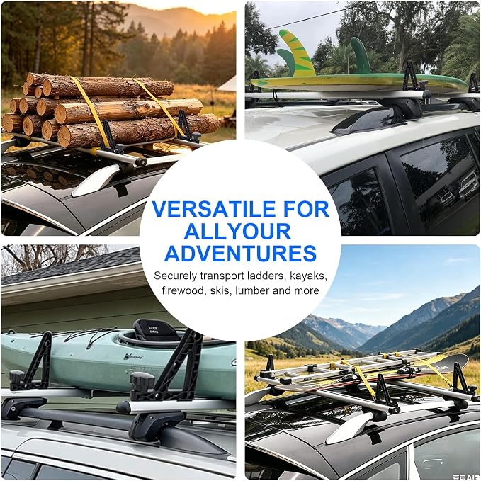 NEW Aero Load Stops T-Slot Load Stops - 4 Pack - Die Casting Aluminum Anti-Slip Crossbar Clamps for Ladder, Kayak, Firewood, Skis - Tool-Free Installation for Truck Bed Bars