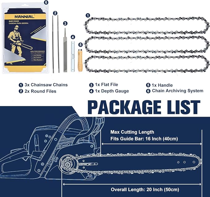 3 Pack 16 Inch Chainsaw Chain 3/8"LP .050" 55DL Fits Stihl 021,MS210,MS211