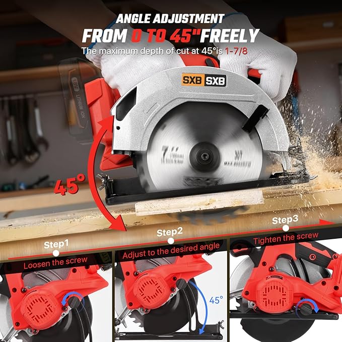 Circular Saw for Mil-waukee M-18 Battery, 7-Inch Brushless Cordless Circular Saw, 8000 RPM, 0-45° Bevel, Power Tool for Wood PVC Cutting (Battery Not Included)