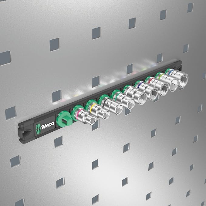 Magnetic sock rail B 4 sock set 3/8" drv 9 pieces | 3/8" Magnetic Socket Set with Color Coding & Rail Storage