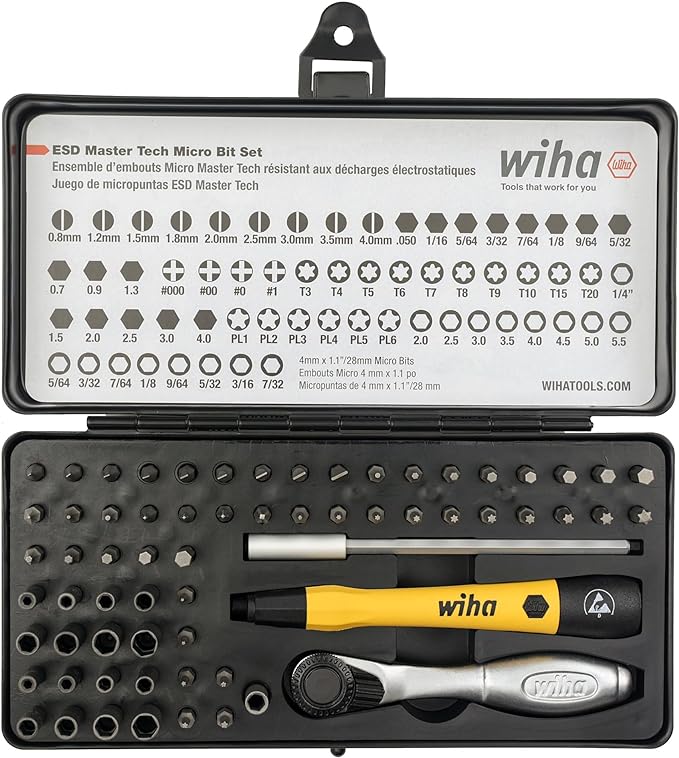 Wiha 75965 65 Piece System 4 ESD Safe Master Technician Ratchet and MicroBits Set