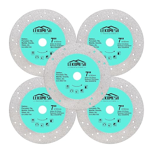 Rock Slab Grinding Disc - 7 inch Glass Cutter Disc(5pcs), Granite Cutting Blade, Diamond Grinder Wheel for Rock Slab, Stone, Tile, Marble, Granite, Glass Diamond Saw Blades