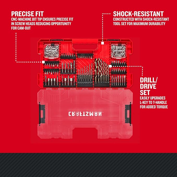 CRAFTSMAN 140 Pc Impact Driver Bit Set, Steel, Black Oxide Coated Impact Drill Bit Set, Precision Machined Tips (CMAF140SET)