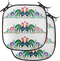 Lunarable Gallus Chair Cushion Pads Set of 2, Roosters Polish Culture Slavic European Classics Art, Anti-Slip Seat Padding for Kitchen & Patio, 16"x16", Orange Green Pink