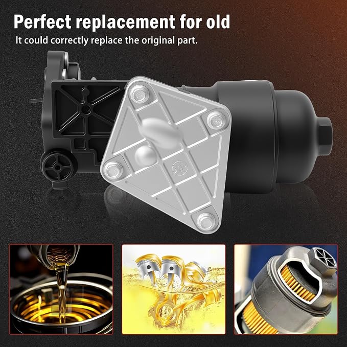 26300-3CAB1 Oil Filter Housing Assembly Compatible with 2015-2018 Sedona,2014-2016 Cadenza,2012-2018 Sorento, 2013-2018 Santa Fe, 2019 Santa Fe XL,2012-2017 Azera Replaces OE 26300-3CAB0
