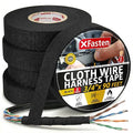 XFasten Black 3/4-Inch x 90-Feet (5-Pack) High-Heat Resistant Cloth Electrical Tape for Automotive Wire Loom