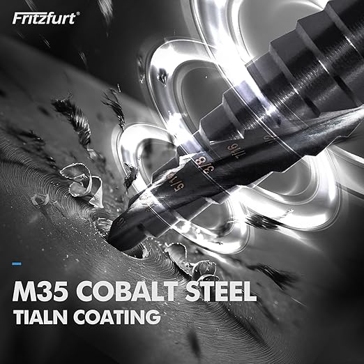 3-Piece M35 Cobalt Step Drill Bit Set — CBN Ground, AlTiN Coated, 1/4" Hex Shank | 6, 10 & 13 Steps | 1/8"–3/4" | Sheet Metal, Stainless Steel, Electrician