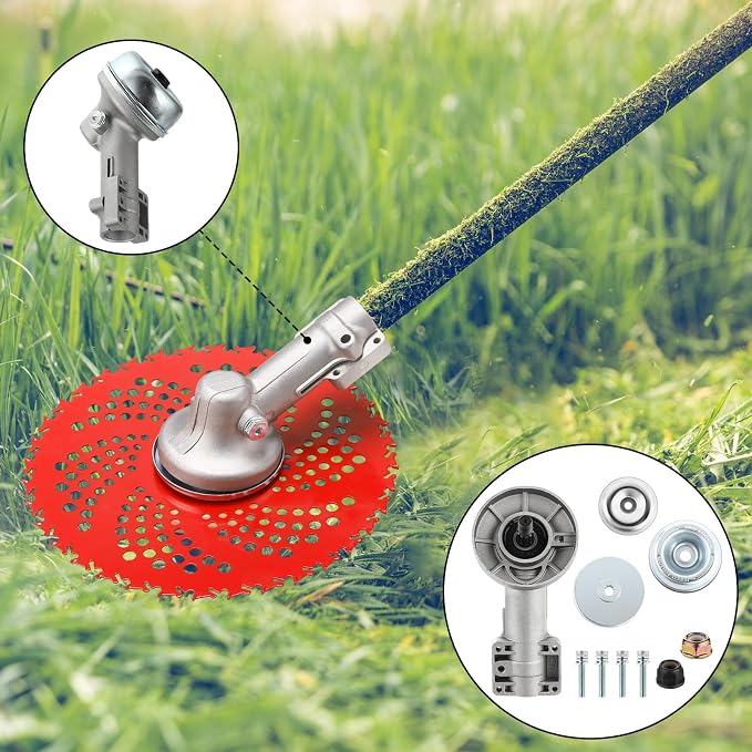 Duraaamo 7 Pcs Brush Cutter Kit Include 9" x 36T Carbide Tipped Blades, 9" x 20T and 10" x 3T Blades with Adapter Kit and Trimmer Head Replacement