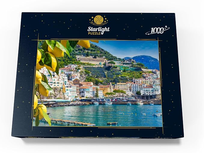 MyPuzzle Panoramic View of Beautiful Amalfi On Hills Leading Down to The Coast, Campania, Italy - Premium 1000 Piece Jigsaw Puzzle for Adults