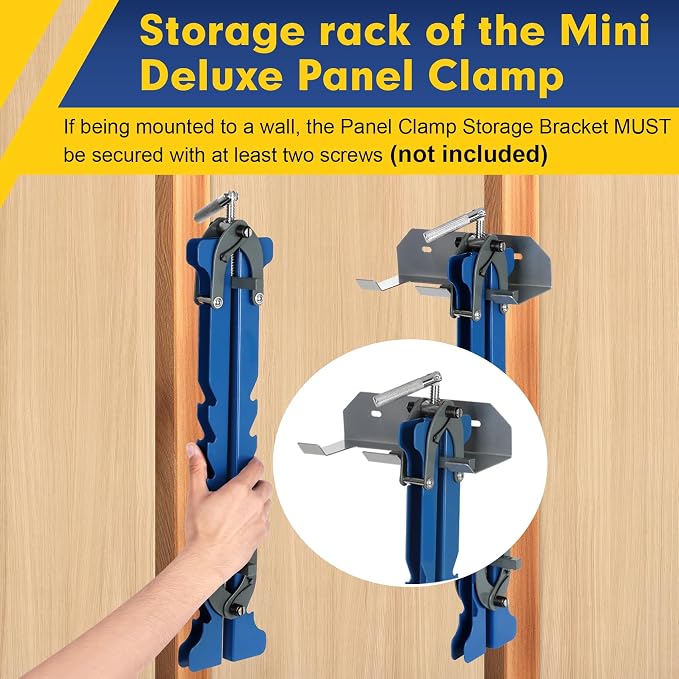 19 inch Panel Clamps 2 Pack with Clamps Storage Rack, 4-Way Pressure Steel Clamps 4 Serrated Rigid Guide Rails Make Panel Flat, Deluxe Panel Clamps for Cutting Boards, Tabletops, and Cabinet Making
