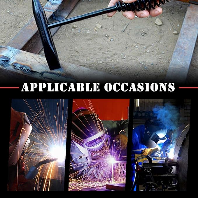 Hilitchi 6Pcs Welding Slag Removal Tool Set, 8inch Welding Pliers, Welding Chipping Hammer, Wire Brush Wire Scratch Brush and 2 Stainless Steel Metal Sheet Thickness Gauges