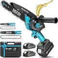 SEESII Mini Chainsaw Cordless, 8 Inch & 6 Inch Electric Chainsaw with 2 Batteries & Auto Oiler, 1000W Brushless Handheld Chain Saw for Tree Branch Wood Cutting, Garden Tools Gift for Men Dad Husband