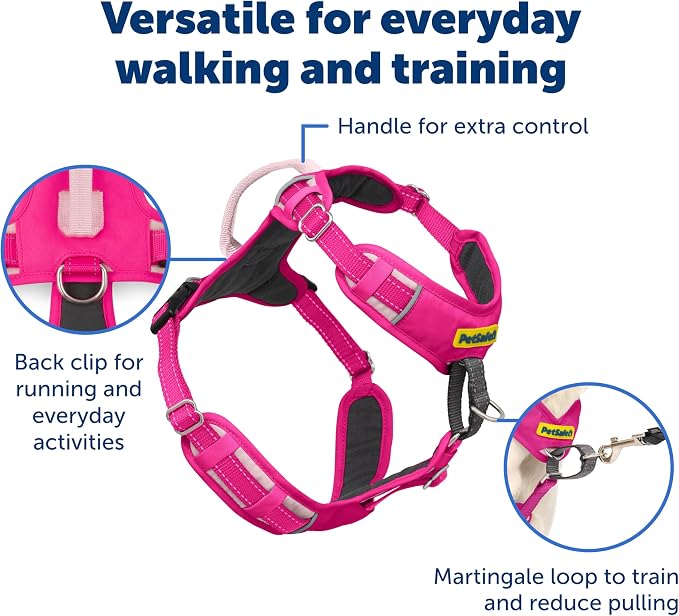 PetSafe Easy Walk Comfort No Pull Dog Harness, Pink, Medium | Stops Pulling on First Use with Front Martingale Loop, Full-Body Padding, 5-Point Adjustable Fit