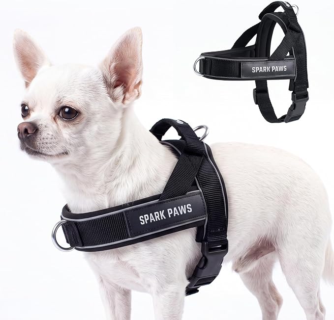 Spark Paws No Pull Front Clip Dog Harness - Easy On, Padded and Lightweight | Two Clips, On in Seconds, Chest Bearing, Australian Style, No Throat Pressure, for Small Medium and Large Breeds