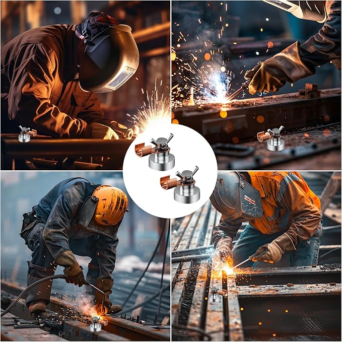 2 Pack Magnetic Welding Ground Clamp –2025 New Strong Welding Magnets Clamp Tool for Efficient Weld Support Cutting and Connection, Welder's Essential Tool(2, Large)