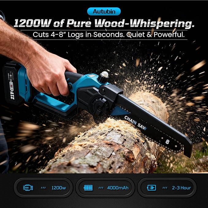 2-in-1 Cordless Pole Saw & Mini Chainsaw,Batteries Compatible, 16Ft Reach | 8-inch brushless cutter,Ideal for backyard tree trimming, shrub shaping, hedge maintenance, routine seasonal yard cleanup
