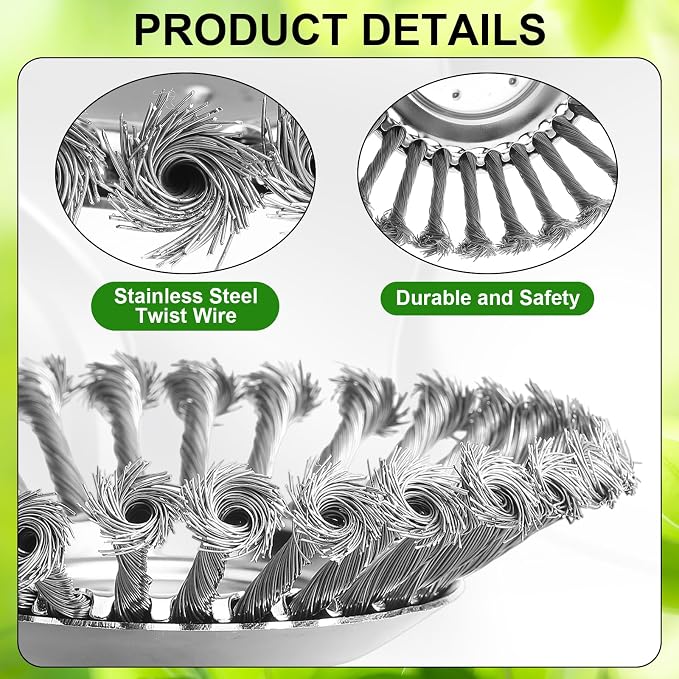 Duraaamo 7 Pcs Brush Cutter Kit Include 10" x 40T Carbide Tipped Blades, 10" x 6T Blades with Adapter Kit, 8 Inch Steel Wire Rotary Head and Trimmer Head Replacement