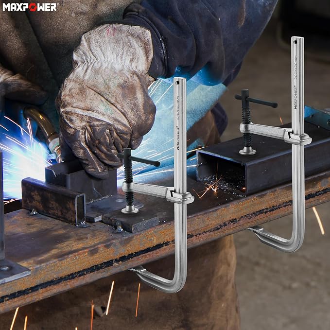 MAXPOWER 10-pieces F Clamp Set, 12" Jaw Opening, 4-3/4" Throat