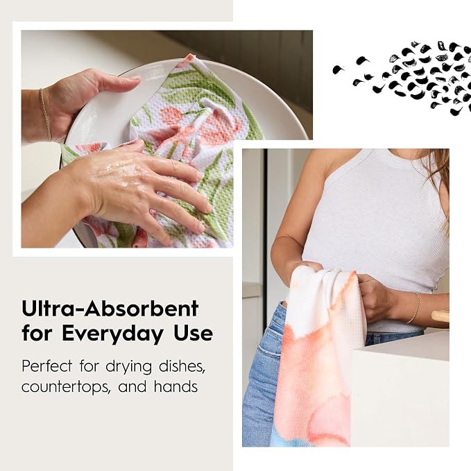 GEOMETRY Kitchen Dish Cloths - Spring & Summer Collection - Premium Dishcloths with Geoweave - Absorbent & Fast Drying Kitchen Towels - Sandy, 10" x 10" - 3-Pieces