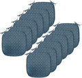 Lunarable Damask Blue Chair Seating Cushion Set of 12, Repetition with Rococo Inspired Royal Style Ornamental Pattern, Anti-Slip Seat Padding for Kitchen & Patio, 16"x16", Dark Grey and Turquoise