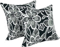 LVTXIII Outdoor Throw Pillows, Decorative Throw Pillows with Inserts, 16"x16" Square Pillows for Bed, Couch, Sofa and Patio Furniture, Set of 2, Flower Black