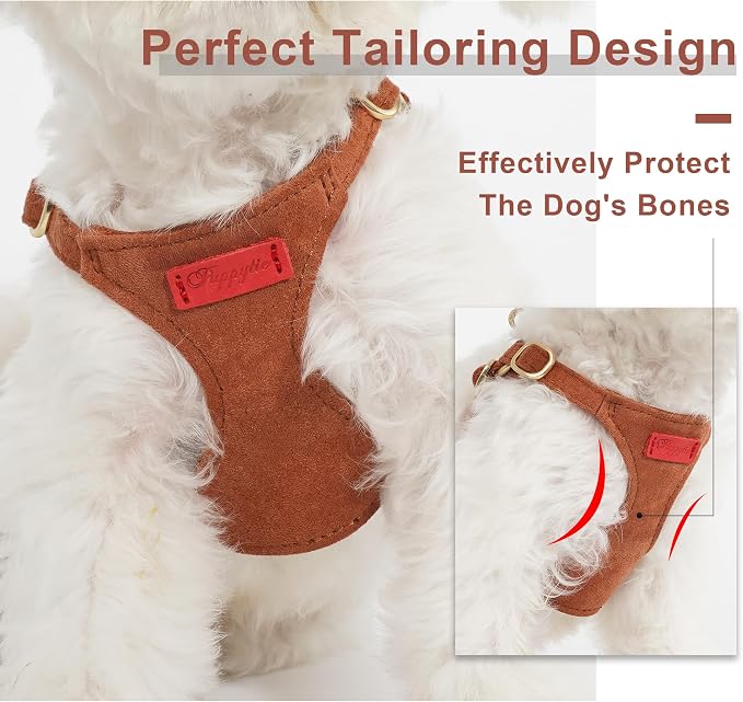 Puppytie Small Dog Harness and Leash Set, Brown Caramel, S (9-17.5 lbs) | Dog Harness Small Sized Dog, Dog Leash for Small Dogs, Soft and Lightweight, Puppytie Dog Harness for Daily Walks