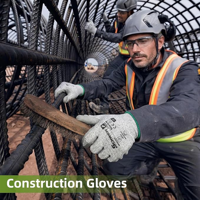 Schwer 240 Pairs Safety Work Gloves with Certified Level 6 Abrasion Resistance, ANSI A2 Cut Resistant Working Gloves with Grip for General Use, Construction, Gardening, Mechanic, 3D-Comfort, LT5636, L