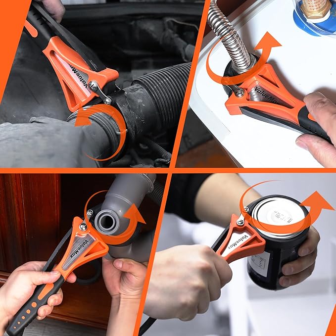 ValueMax 2-piece Strap Wrench Set, Adjustable Oil Filter Wrench with Max Diameter 4" (Small) & 6" (Large) for Shower Head Water Filter, Jar Opener Set