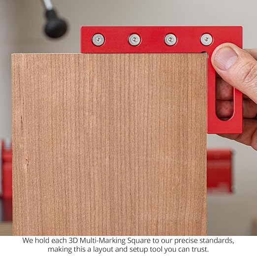 Woodpeckers 3D Multi-Marking Square, Inch Version, USA Made, Feature Packed Aluminum Woodworking Square for Layout, Joinery, Assembly Check