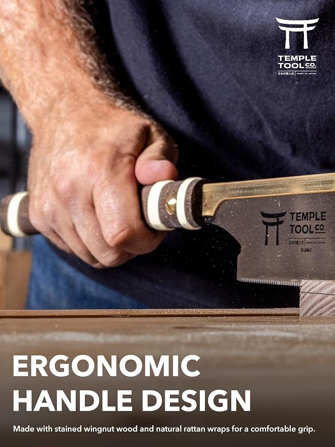 Temple Tool Co. Japanese Pull Saw - Crosscut 9.5 - Hand Saw for Joinery Crosscuts, Kumiko, Tenon Shoulders