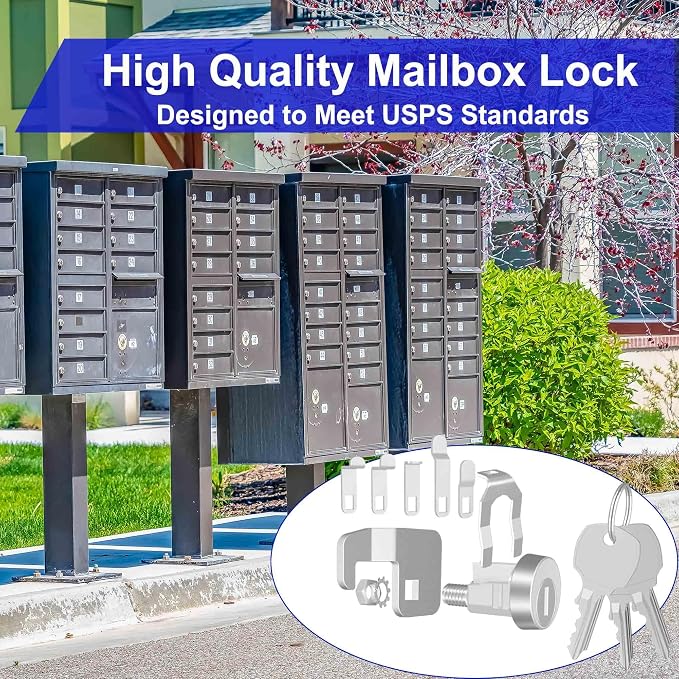 3 Pack L-1172C Mailbox Lock Replacement C9100, Mailbox Lock with Keys Replacement for USPS Mailbox Key Lock, 3 Keys and C7120 Cam