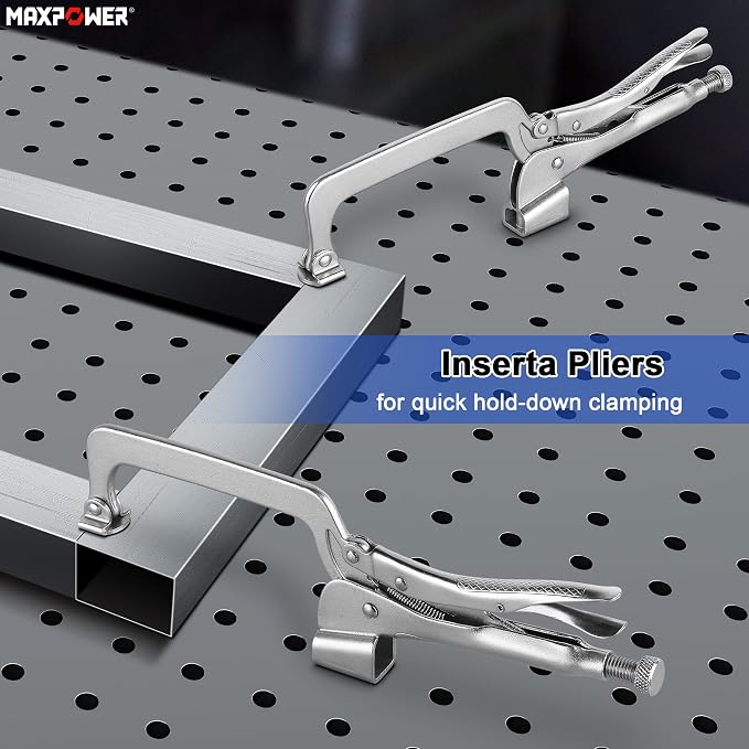 MAXPOWER Bench Clamp 14-inch, Inserta Pliers with M8 Bolts, Welding Table Locking Clamps, Pack of 2