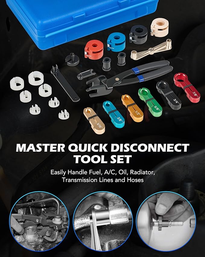 OMT 35pc Master Disconnect & Hose Clamp Pliers Tool, Car AC Fuel Line Kit