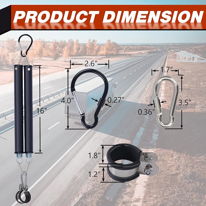 CheeMuii 16" Double Tender Spring Kit & 3-IN-1 Semi Truck Air Lines Holder