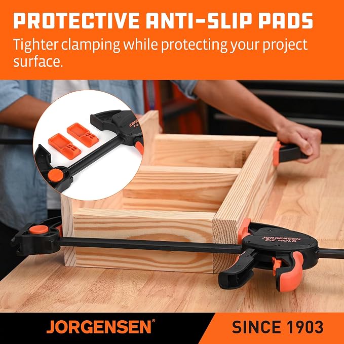 Jorgensen E-Z Hold 800LBS Heavy Duty Clamps, 50 Inch 2-Pack Expandable Clamp/Spreader, One Hand Bar Clamps, Trigger Clamp, Bar Clamps for Woodworking