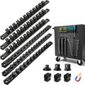 Reniteco 6-Piece Magnetic Socket Organizer and Screwdriver Organizer Set | 3-Piece 1/4", 3/8" & 1/2" Drive Socket Rails, 3-Piece Wrench Screwdriver Holder, Interchangeable Clips, Aluminum Alloy Rail
