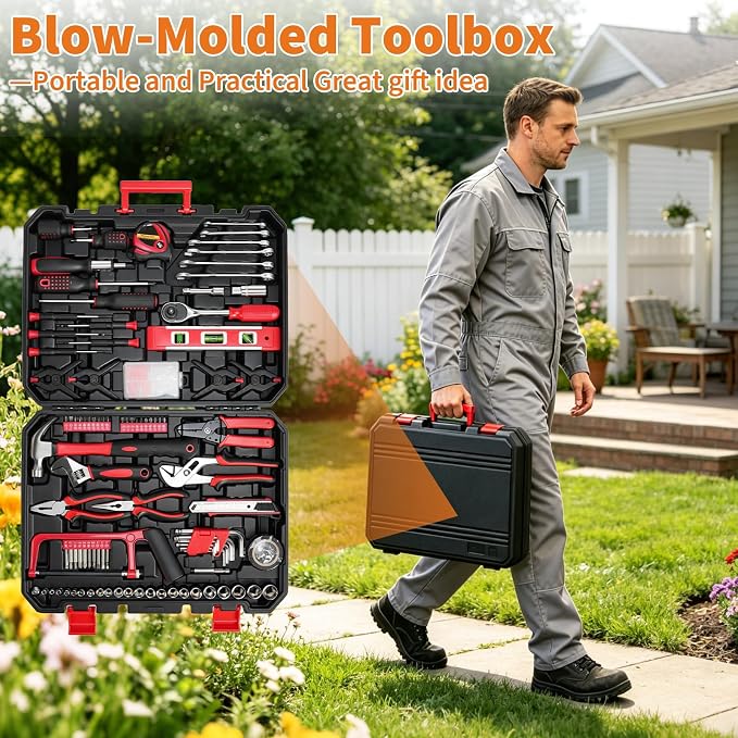 Hantinstom 237-Piece Tool Set General Household Hand Tool Kit Socket Wrench Auto Repair Tool Combination Package Mixed Tool Box with Storage Case
