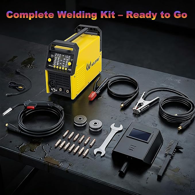 WELDPRO 160A MIG Welder 110V/220V, 2026 Newest 6-in-1 Manual MIG/Synergic MIG/Gasless MIG/Lift TIG/MMA/Spot Multi-process Welding Machine with Large LED Display, IGBT Inverter, Save Job