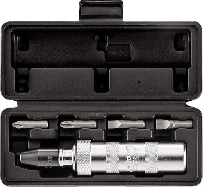 ARES 70606-1/2-Inch Manual Reversible Impact Driver - Flathead 5/16 & 3/8 and Phillips #2 & #3 Bits for Most Common Applications - Disengage Brake Caliper Screws, Rusted Fasteners or Frozen Bolts