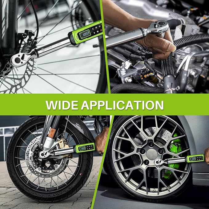 Digital Torque Wrench 3/8" Drive-1.5-99.6Ft.Lb for Car Motorcycle | Electronic Torque Wrench(2-135N.m), Vibration Buzzer LED Indicator,±2% Accuracy 5 Units for Bike Auto Tire Repair DIY