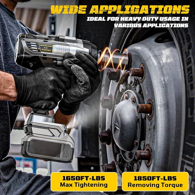 Cerycose 3/4" Cordless Impact Wrench Compatible with DeWalt 20V Battery, 1850 Ft-lbs (2500N·m) High Torque Brushless Impact Driver, 4 Sockets & Carrying Case, Heavy Duty for Trucks, Cars & Mowers