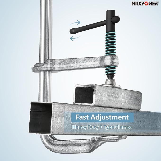 MAXPOWER 10-pieces F Clamp Set, 12" Jaw Opening, 4-3/4" Throat